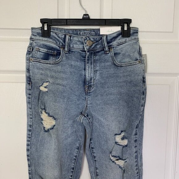 Maurices Flare Denim Flex High Rise Blue Jeans Size 10 XLong Distressed NWT - Picture 2 of 11